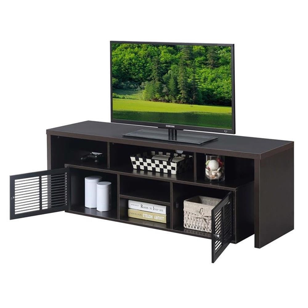 65 inch Espresso TV Stand with Storage Cabinets and Shelves I3656