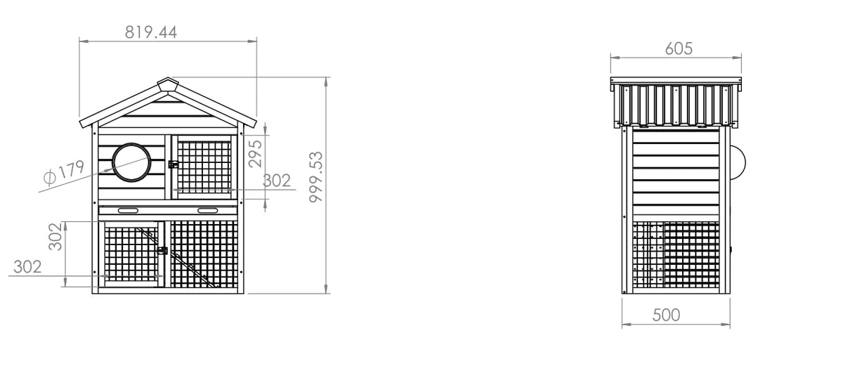 2-Tier Wooden Rabbit Hutch with Viewing Window H783