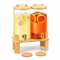 1.5 Gallon Glass Drink Dispenser with Wooden Stand K776