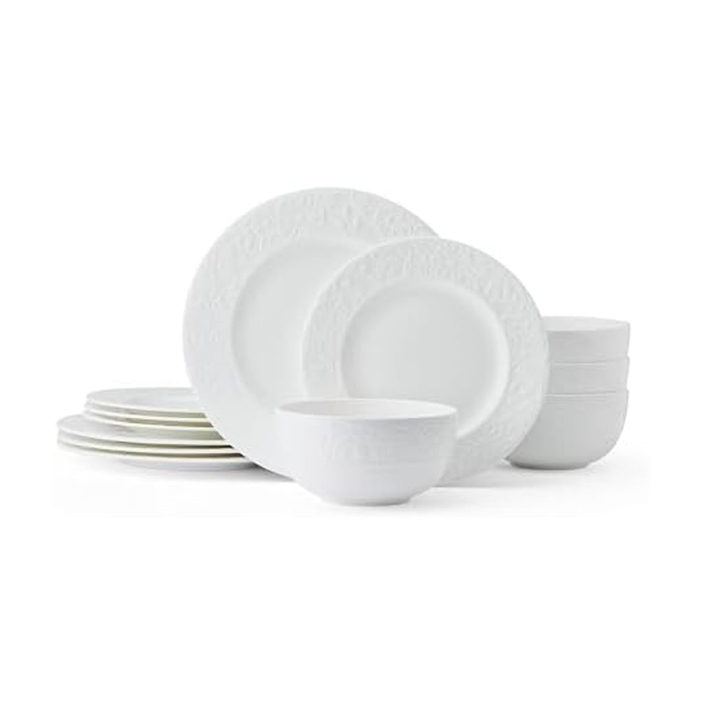 White 12 Piece Bone China Dinnerware Set G46814