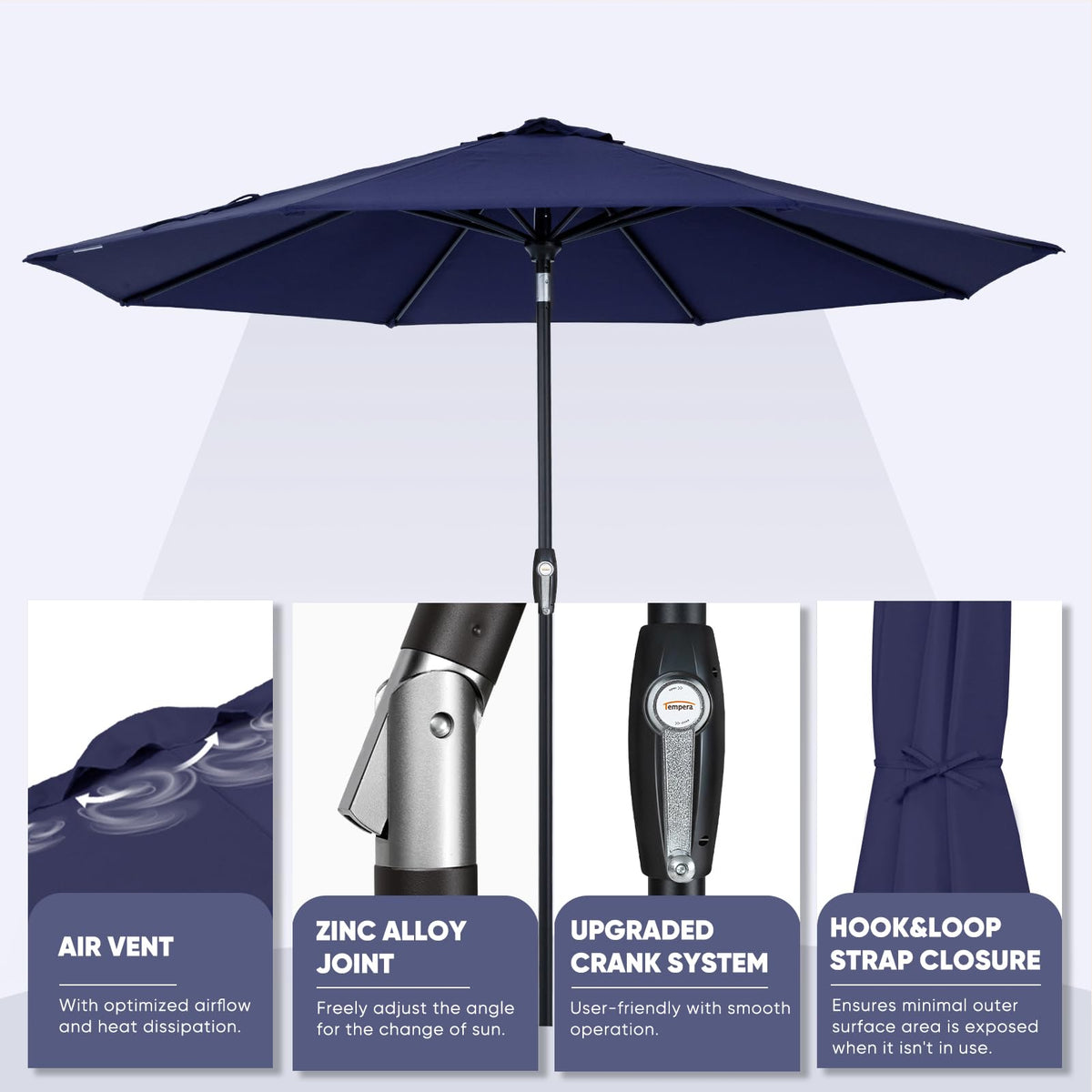 Patio Market Outdoor Table Umbrella with Auto Tilt and Crank E90541
