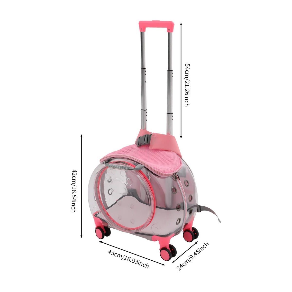 Pink Pet Trolley Case with Shock-Absorbing Wheels Z95403
