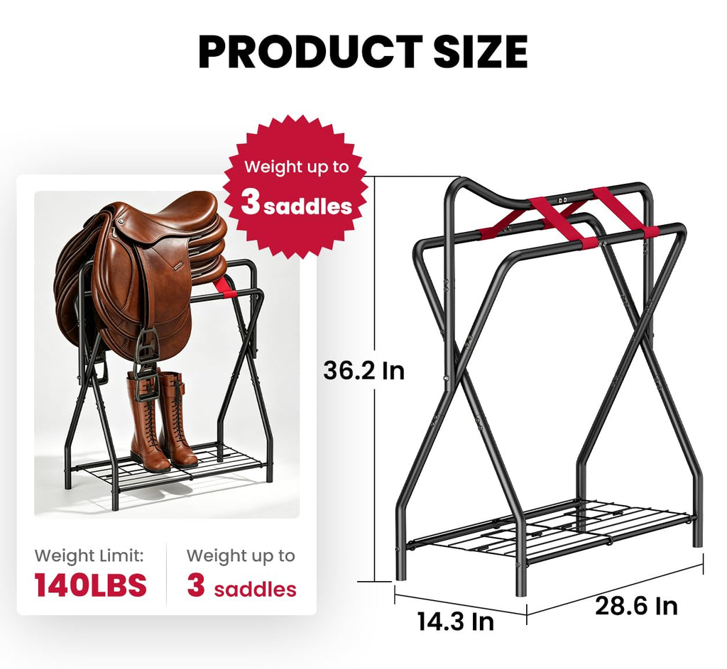 Portable Folding Saddle Rack with Storage D440673