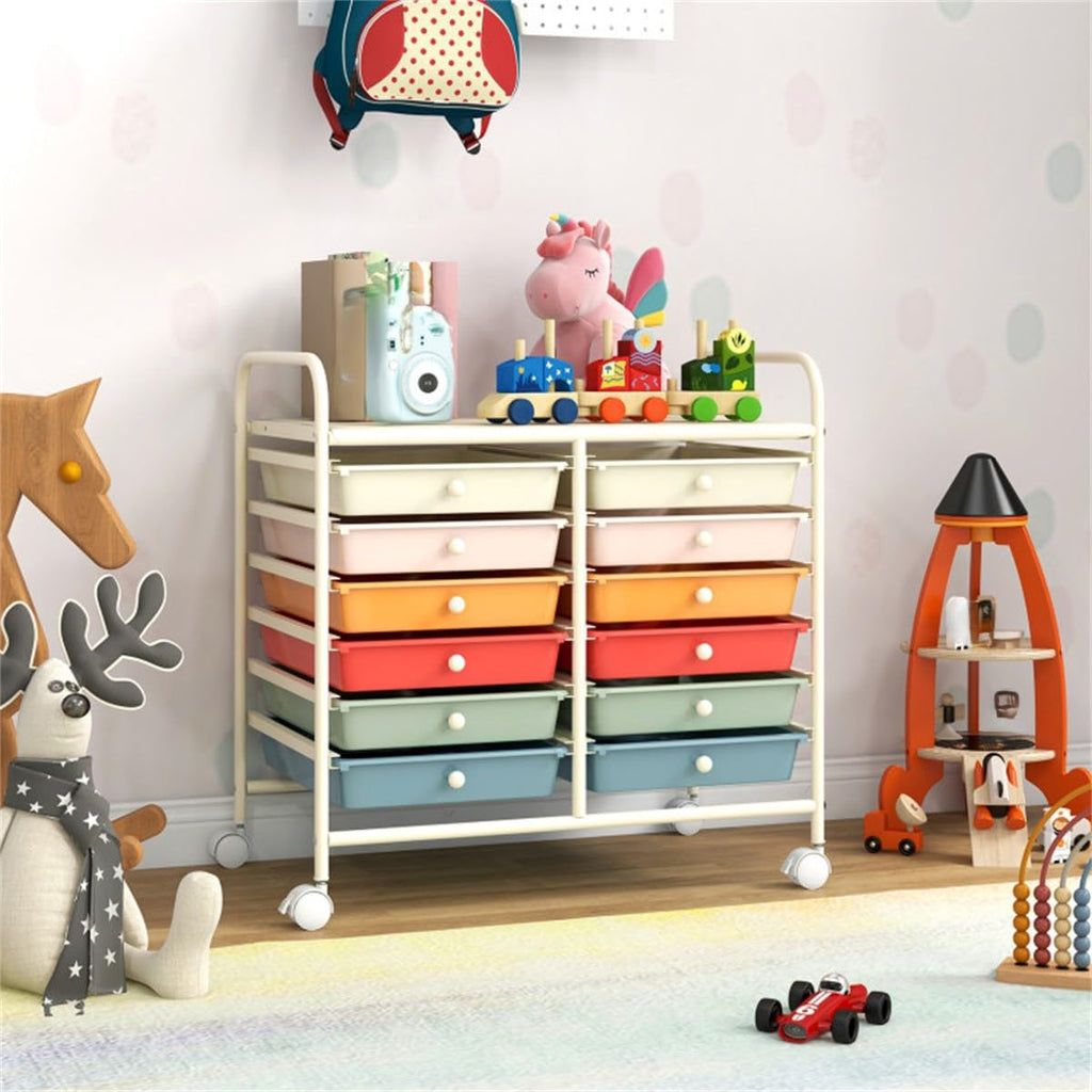12 Drawer Rolling Storage Cart with Wheels W16273