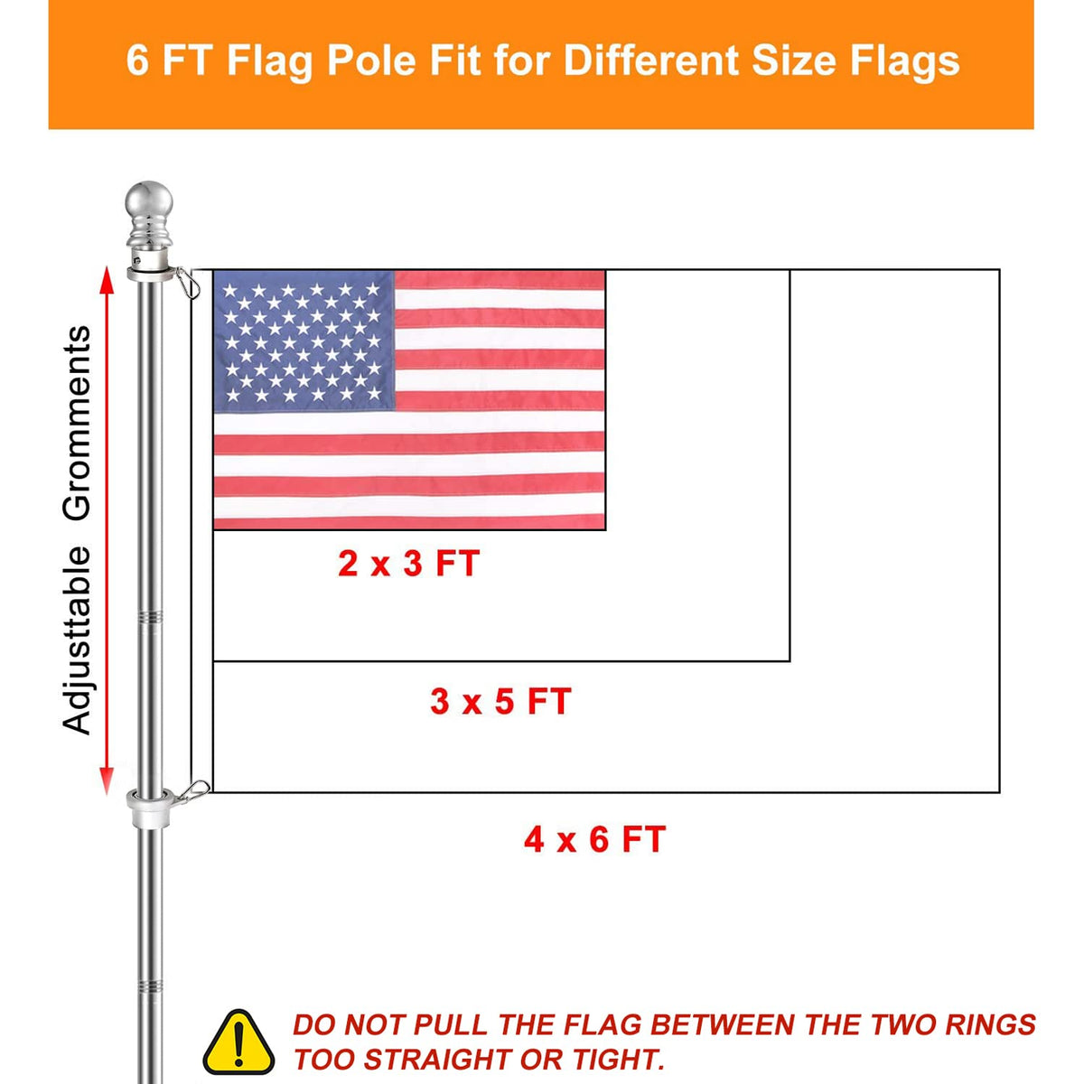 6 FT Stainless Steel Flag Pole G305500