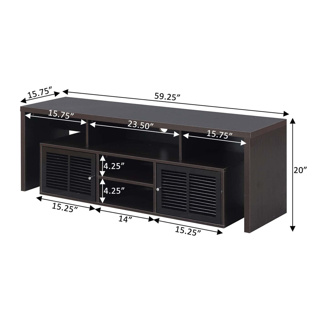 65 inch Espresso TV Stand with Storage Cabinets and Shelves I3656