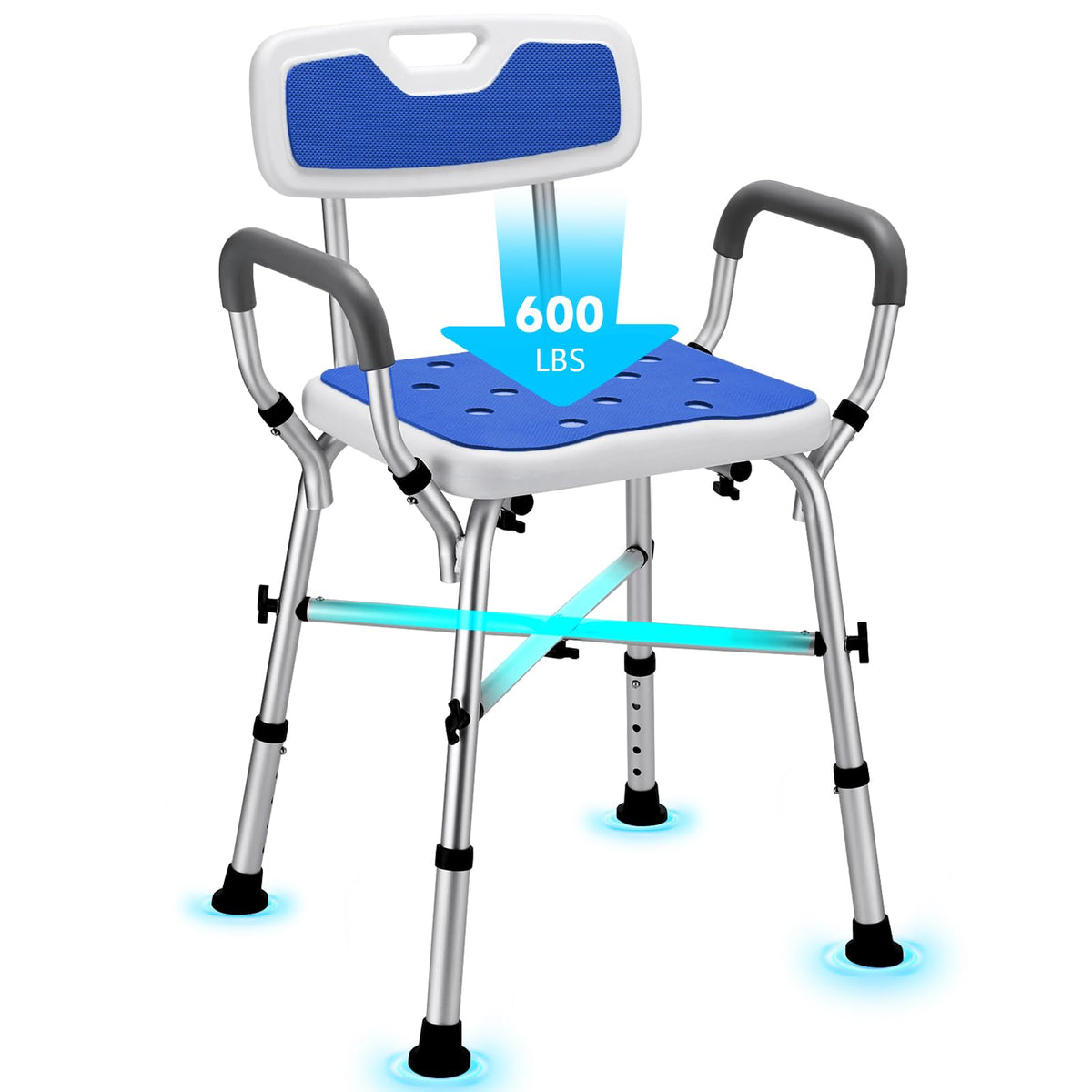 Adjustable Shower Chair with Arms and Back B365