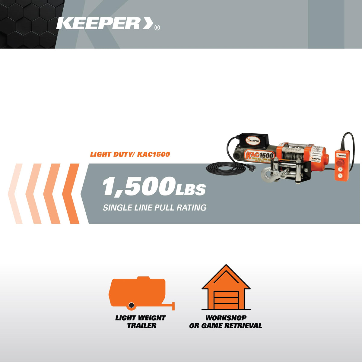 Electric Winch 110/120V AC with Remote 1500 lb. Capacity Y89381