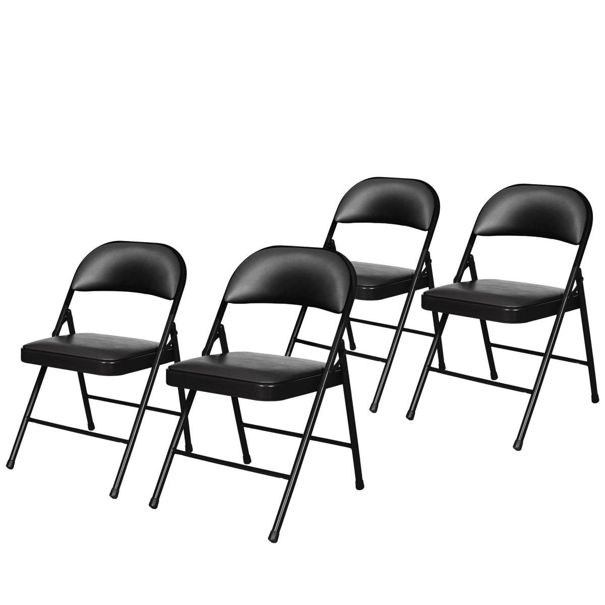 Black Vinyl Padded Steel Folding Chairs 4-Pack F2495