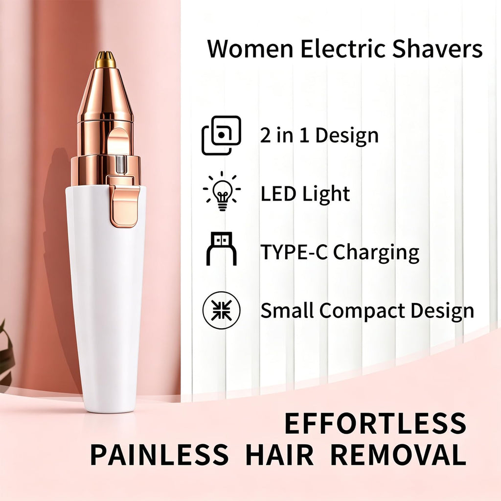 2 in 1 Electric Facial Hair Removal with LED Light O604