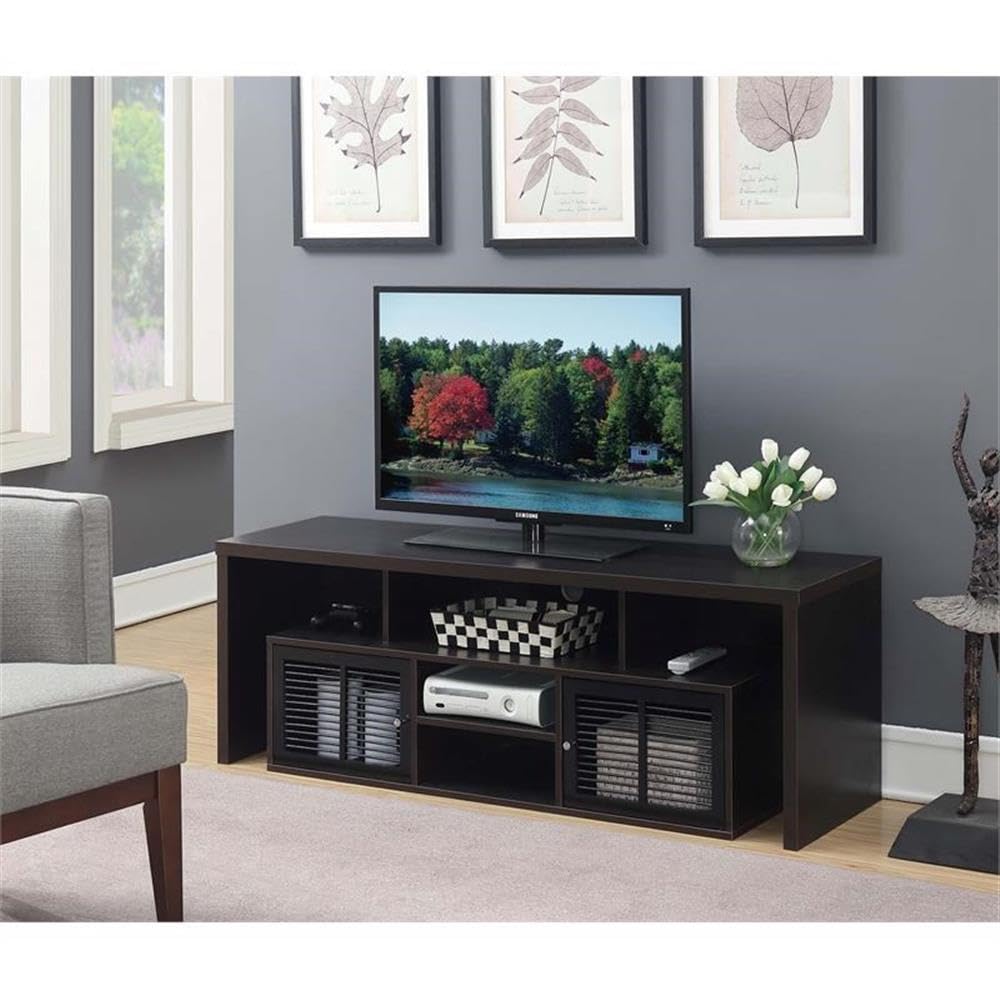 65 inch Espresso TV Stand with Storage Cabinets and Shelves I3656