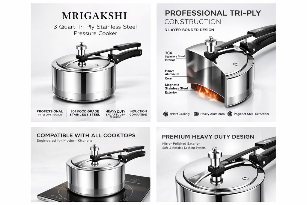 3 Litre Triply Stainless Steel Pressure Cooker E68006