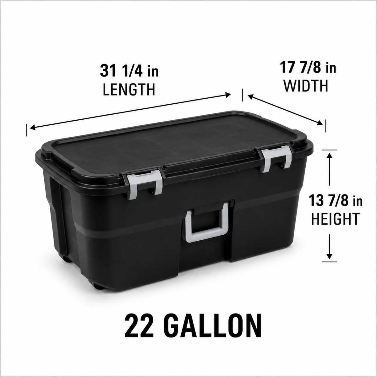 22 Gallon Black Plastic Wheeled Storage Trunk L165
