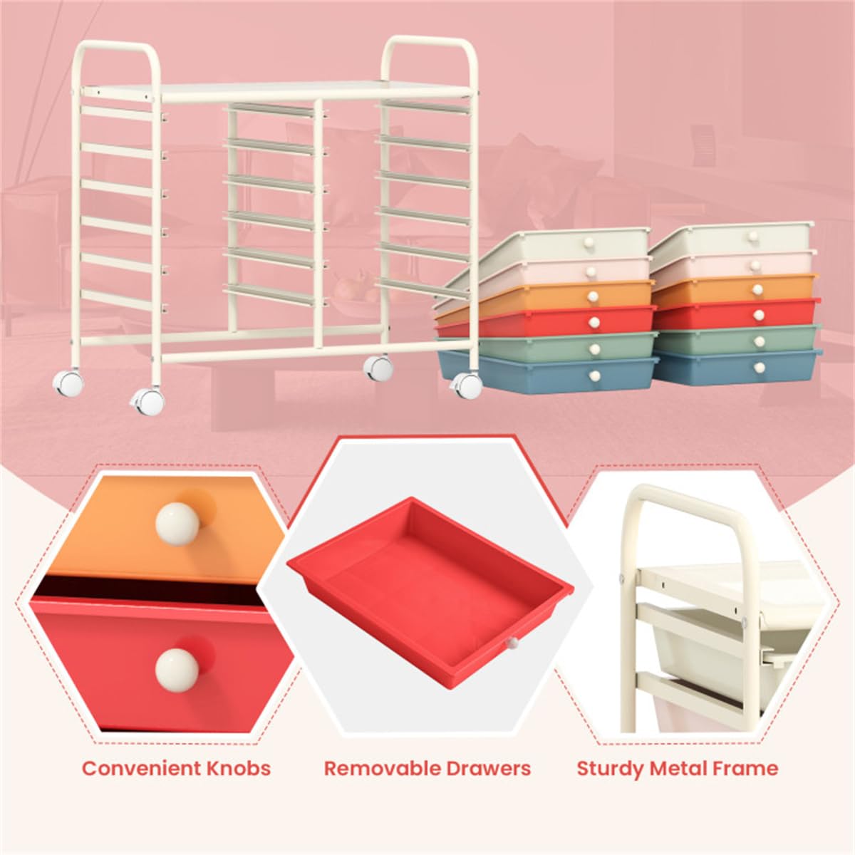 12 Drawer Rolling Storage Cart with Wheels W16273