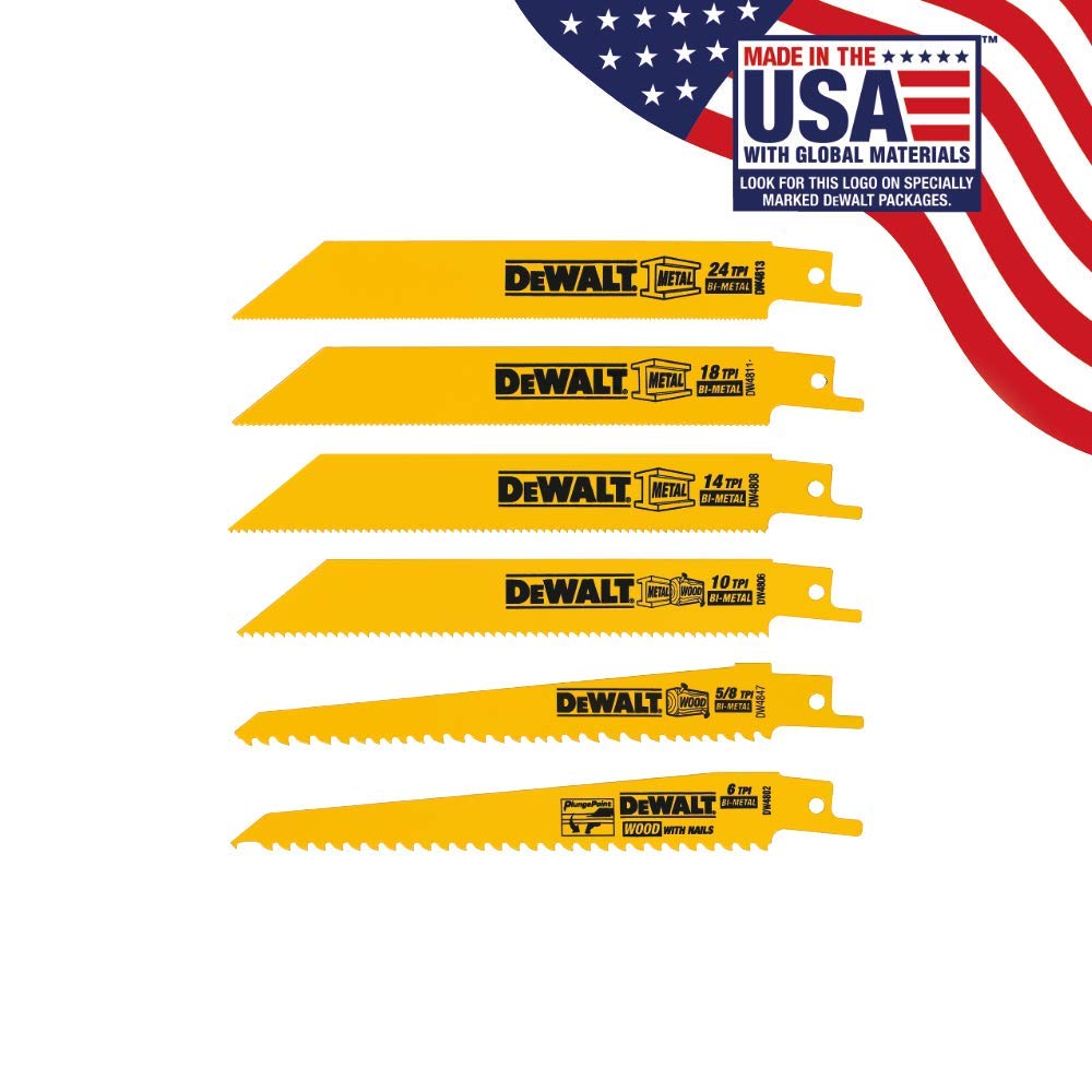 20V MAX XR Compact Reciprocating Saw and 6 Pieces Reciprocating Saw Blades Set F5765