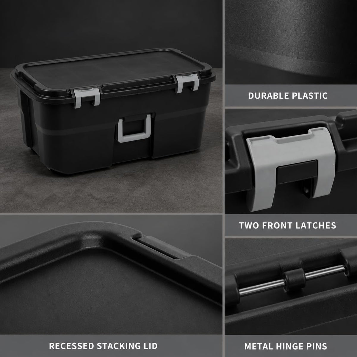22 Gallon Black Plastic Wheeled Storage Trunk L165