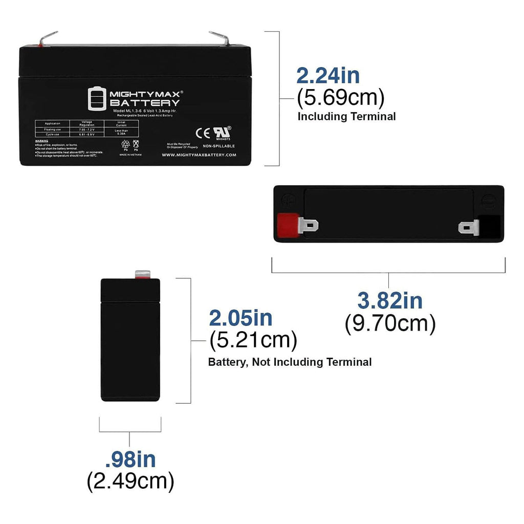 6V 1.3Ah SLA Replacement Battery 4 Pack B228