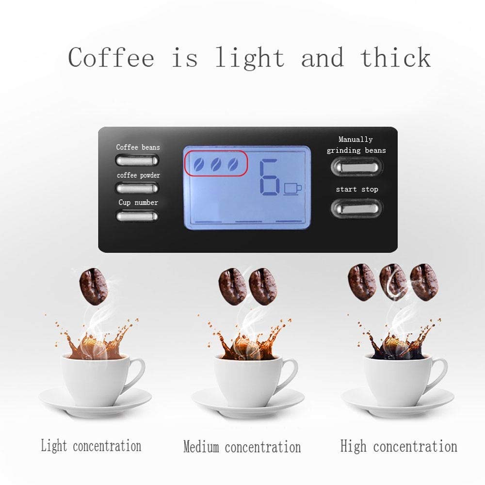1000W Automatic Stainless Steel Coffee Machine with LCD Display and Coffee Pot T1812