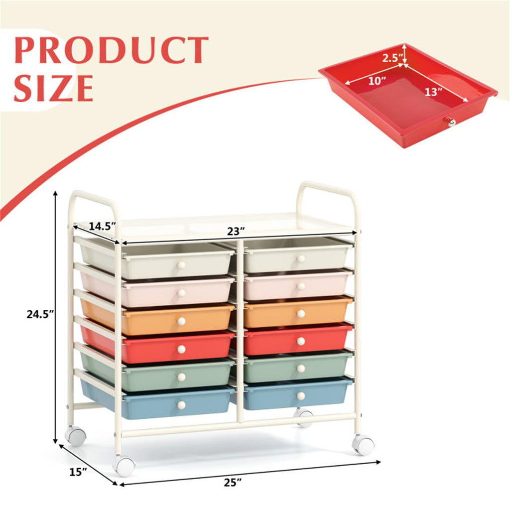 12 Drawer Rolling Storage Cart with Wheels W16273
