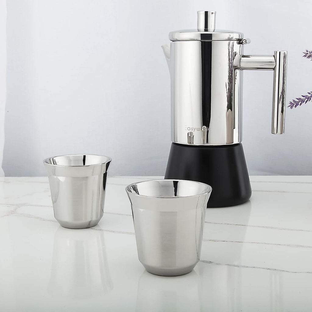 12 oz French Press with 5 oz Stainless Steel Espresso Cups D92087