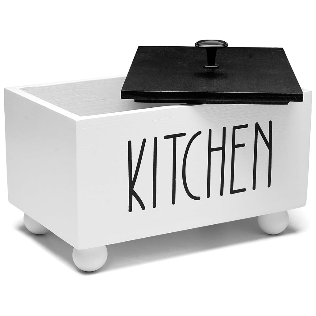 Solid Wood Kitchen Storage Bin with Lid X342099