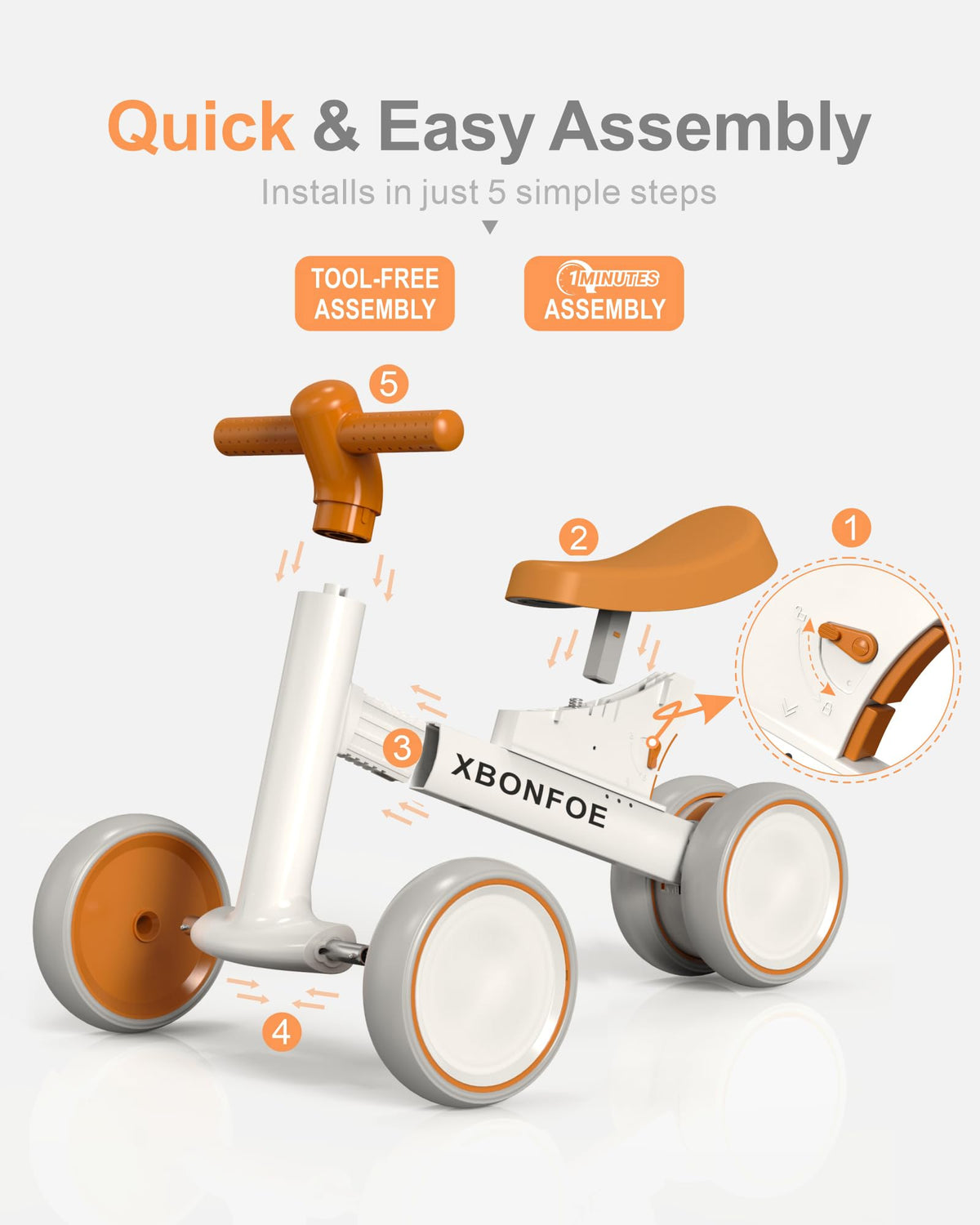 10-24 Month No Pedal Balance Bike with 4 Wheels C33098