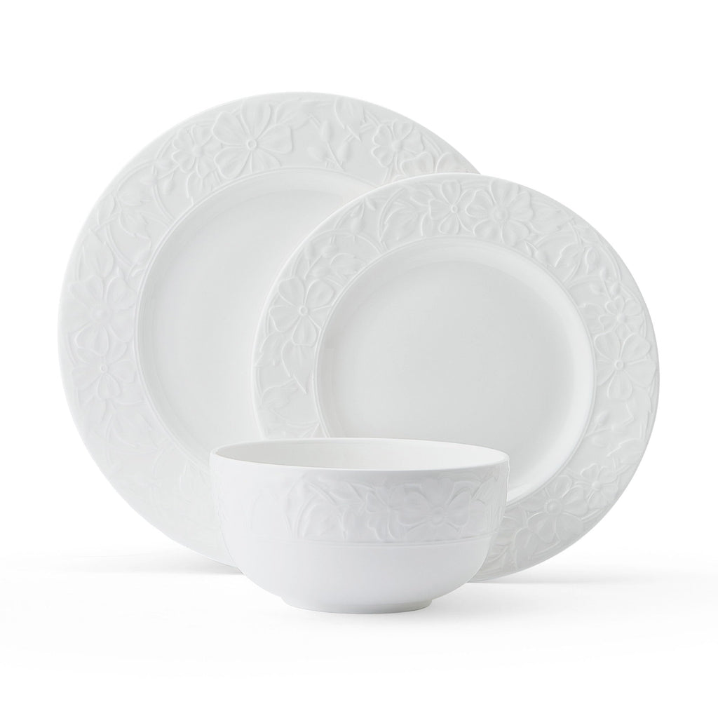 White 12 Piece Bone China Dinnerware Set G46814