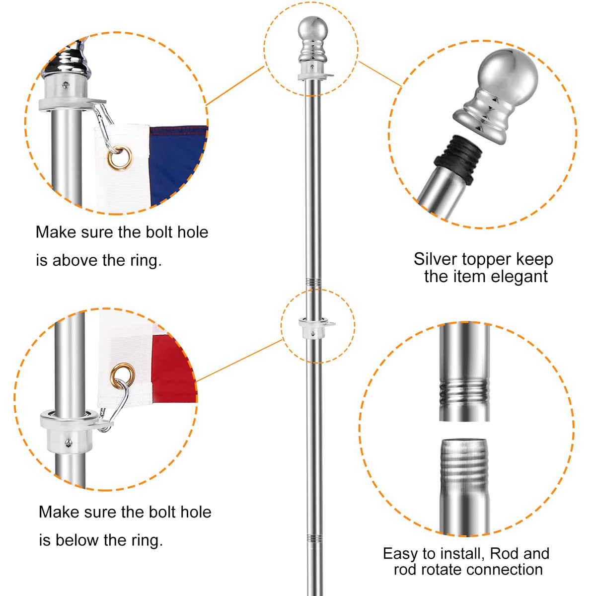 6 FT Stainless Steel Flag Pole G305500