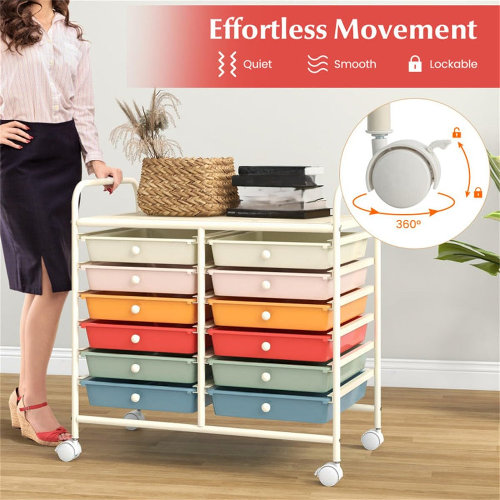 12 Drawer Rolling Storage Cart with Wheels W16273
