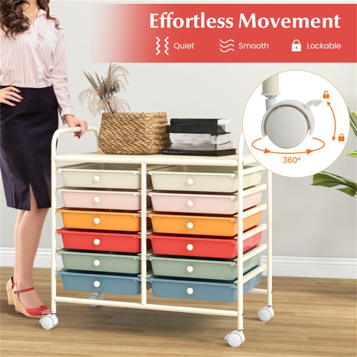 12 Drawer Rolling Storage Cart with Wheels W16273