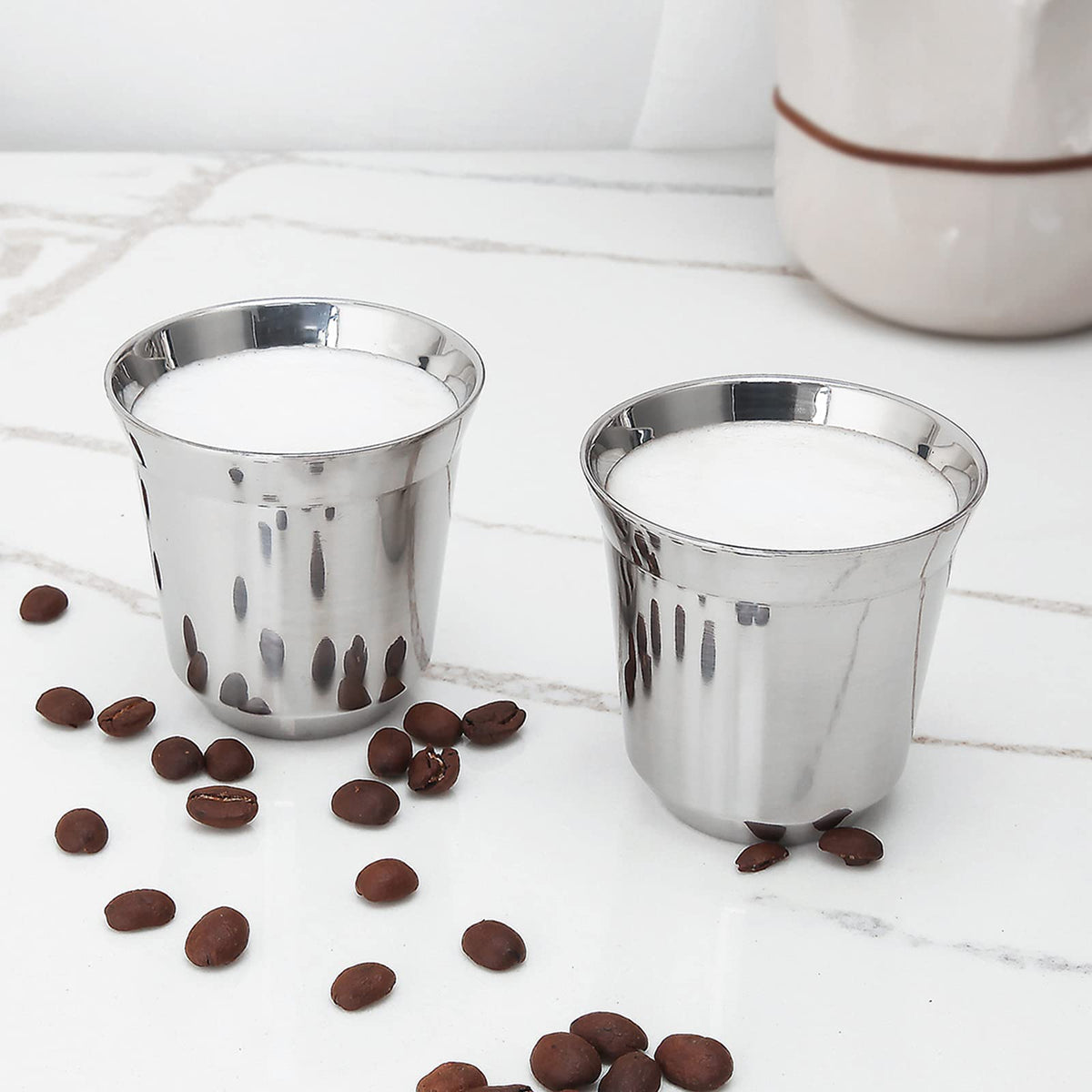 12 oz French Press with 5 oz Stainless Steel Espresso Cups D92087