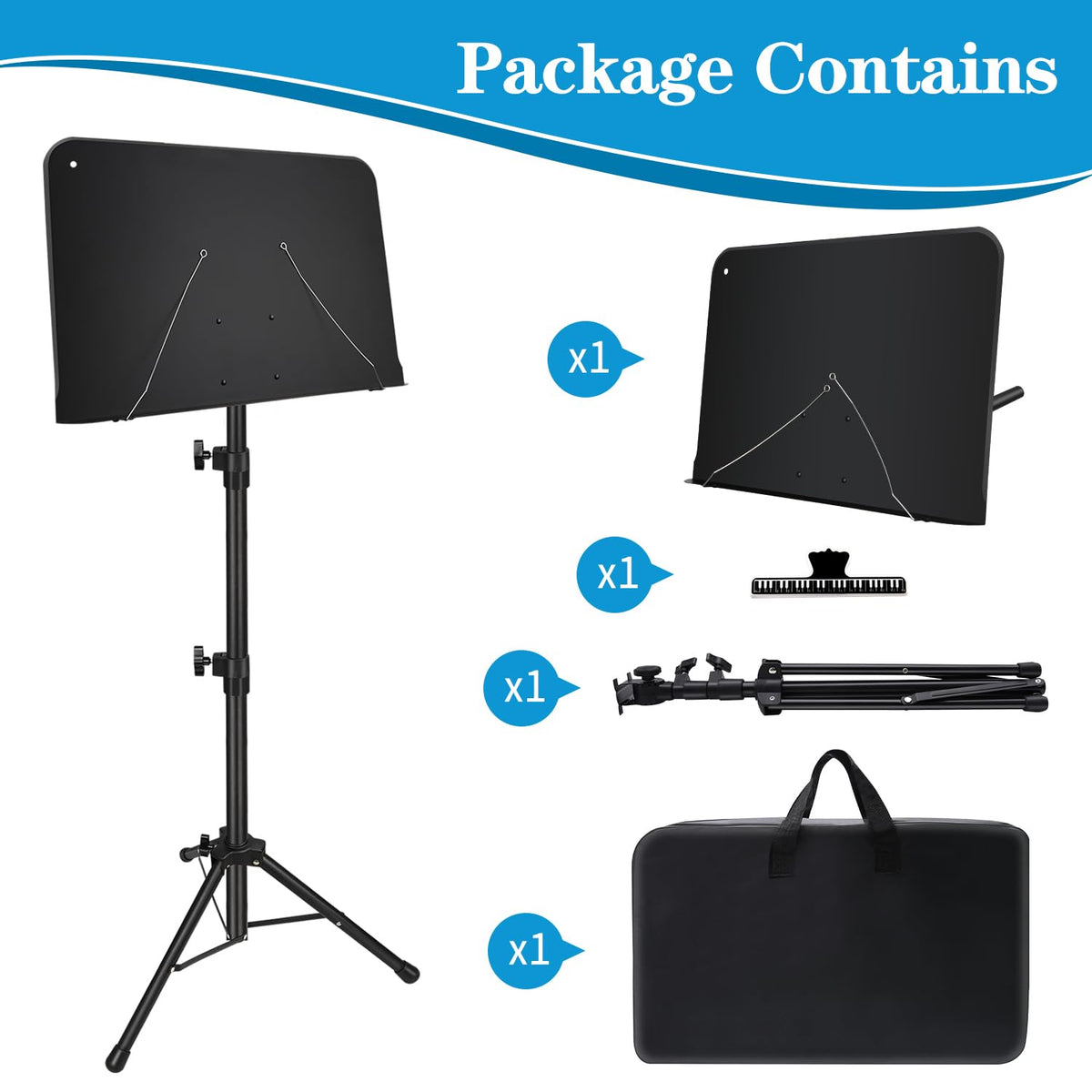 Adjustable Sheet Music Stand with Carry Bag B74279