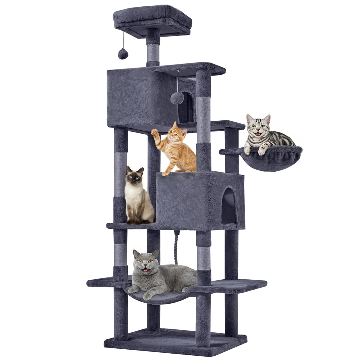 66 Inch Cat Tree Tower with Scratching Posts T5444
