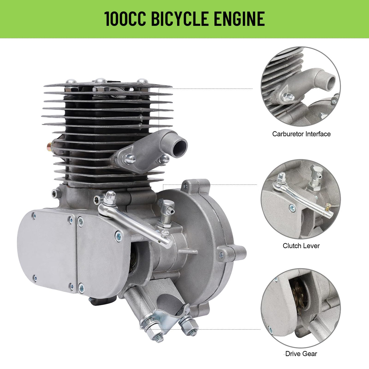 2 Stroke 100cc Bicycle Engine Kit with 44 Tooth Sprocket M7304