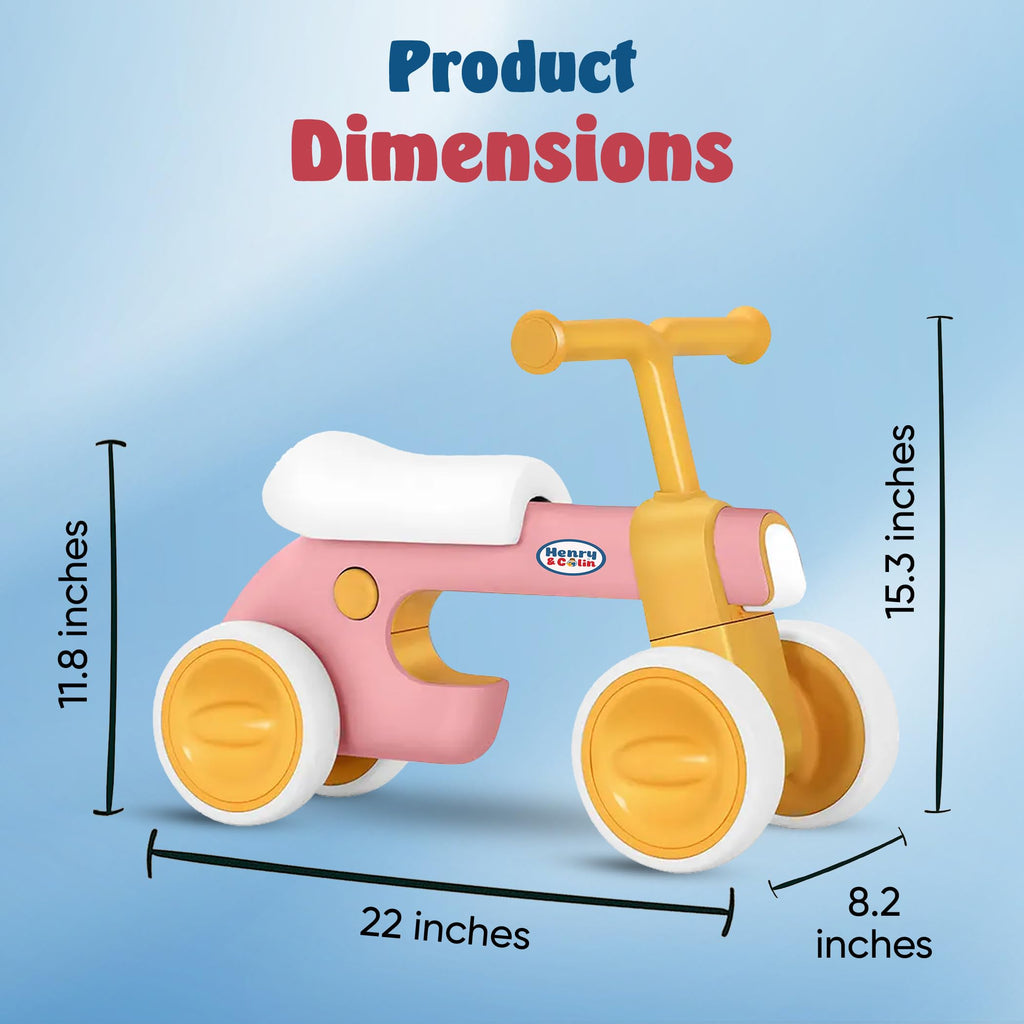 4 Wheel Toddler Balance Bike with Lights Music Soft Seat Pink P324957