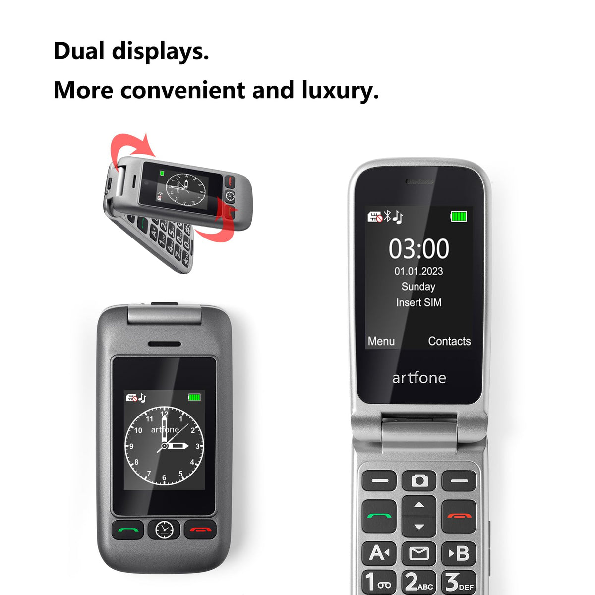 4G Unlocked Flip Phone with Big Buttons, SOS Button, Gray L299256