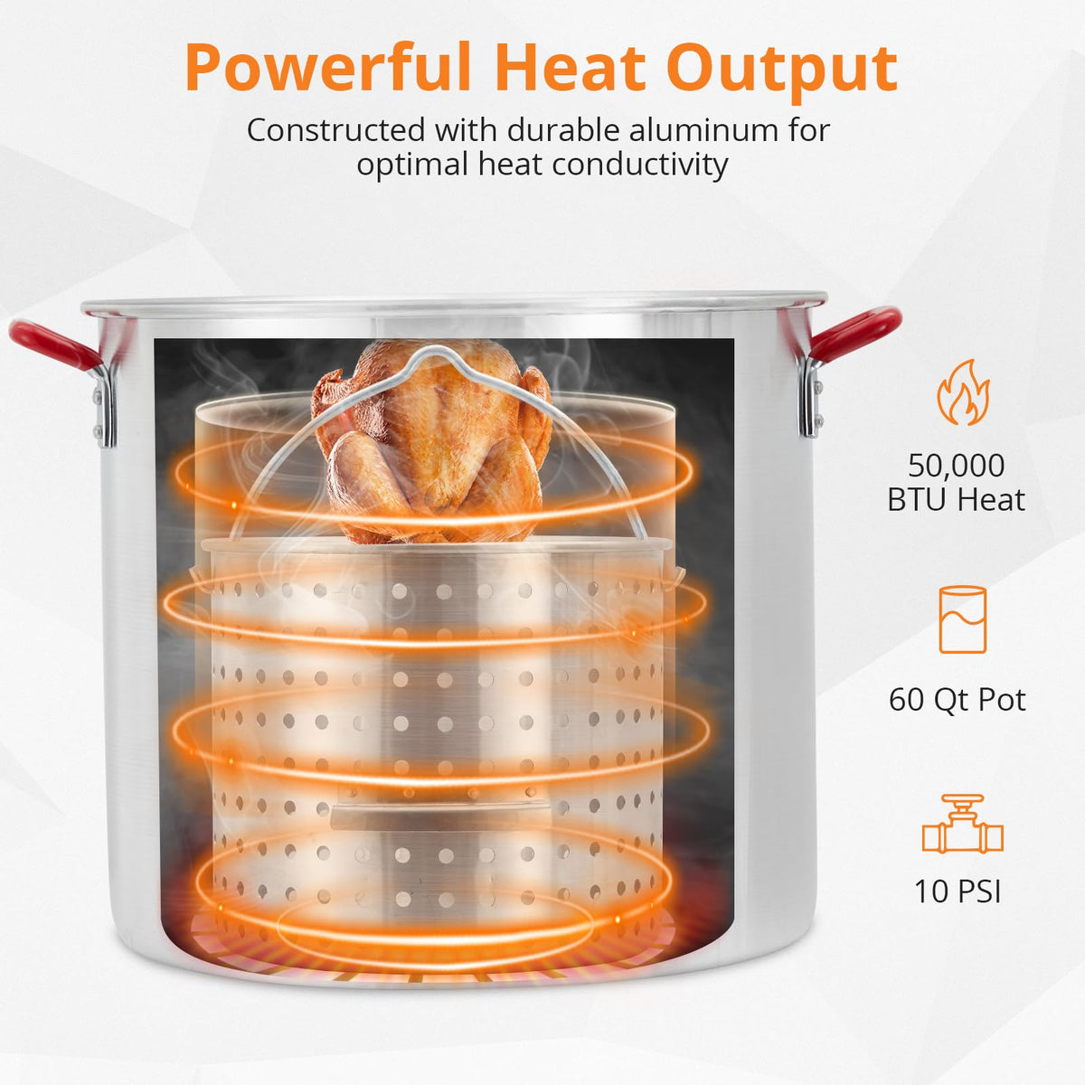 60QT Seafood Boil Pot with Strainer Basket and Propane Burner Stove L9898