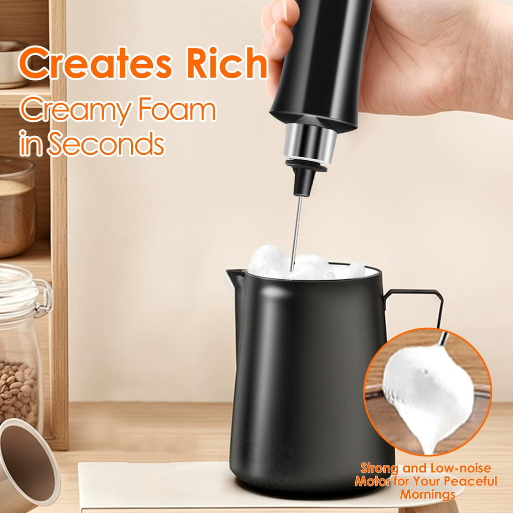 Rechargeable Handheld Milk Frother with 3 Stainless Steel Whisks N9169