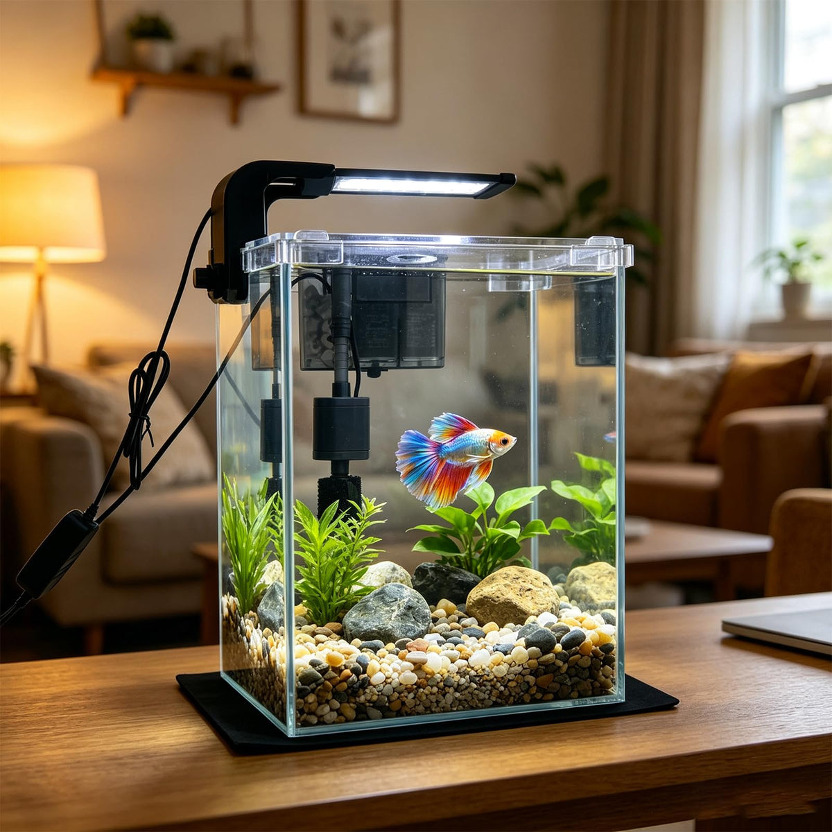 2 Gallon Betta Fish Tank with Filter and Light K543297