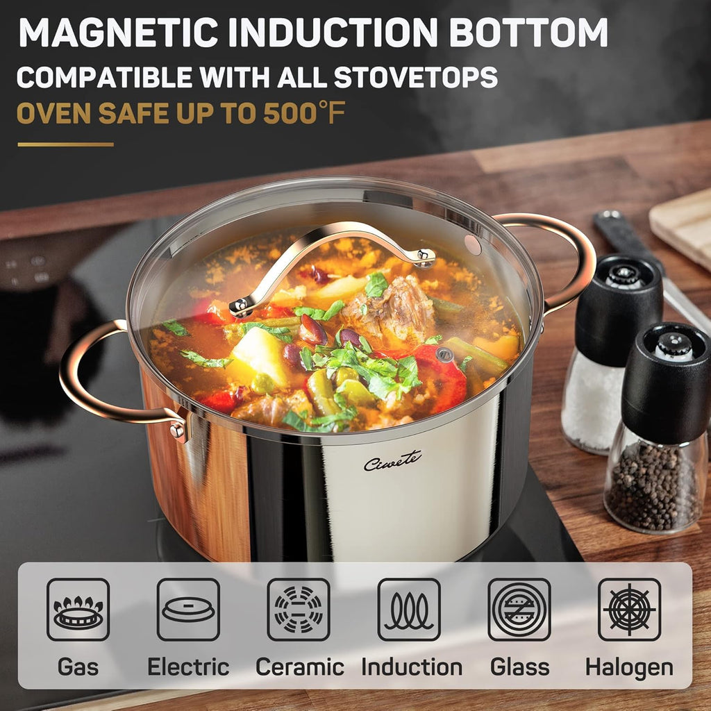 8 Quart 3 Ply Stainless Steel Stock Pot with Lid M554