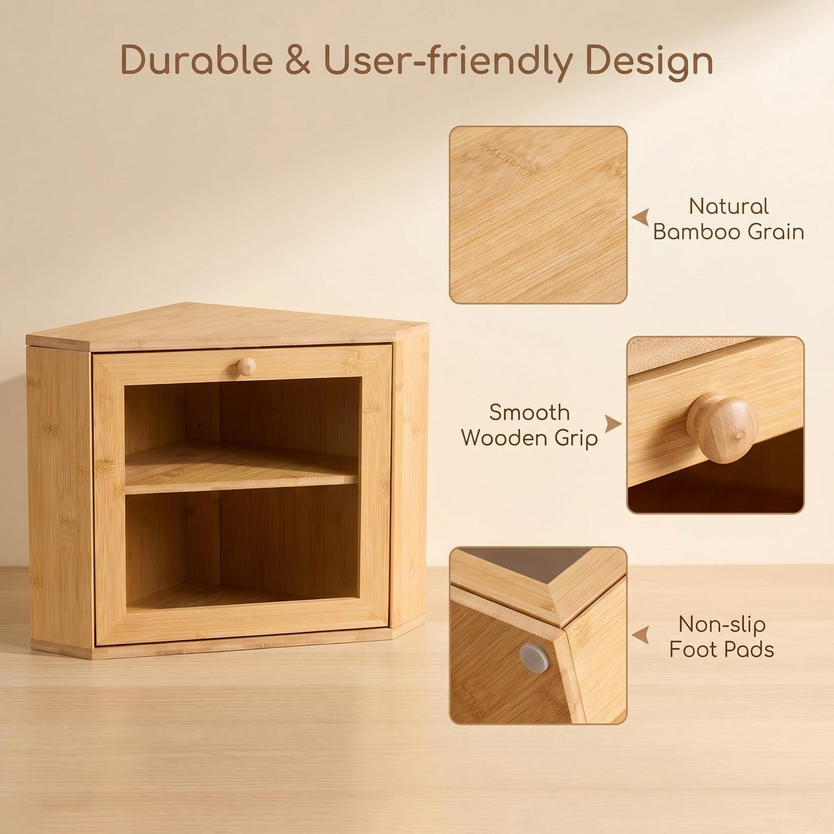 Bamboo 2 Tier Corner Bread Box B847