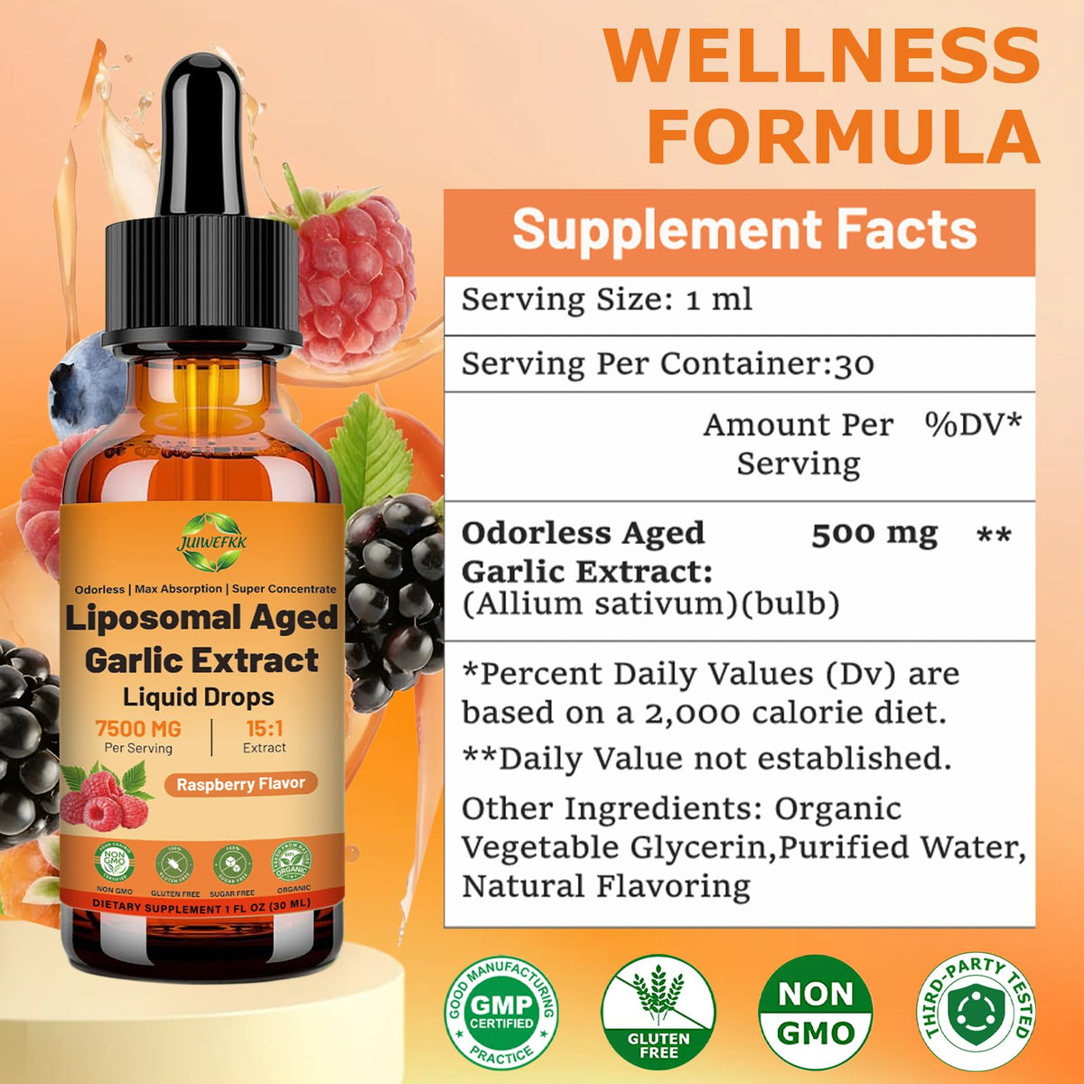 Odorless 500 mg Liposomal Aged Garlic Extract Liquid Drop A5896