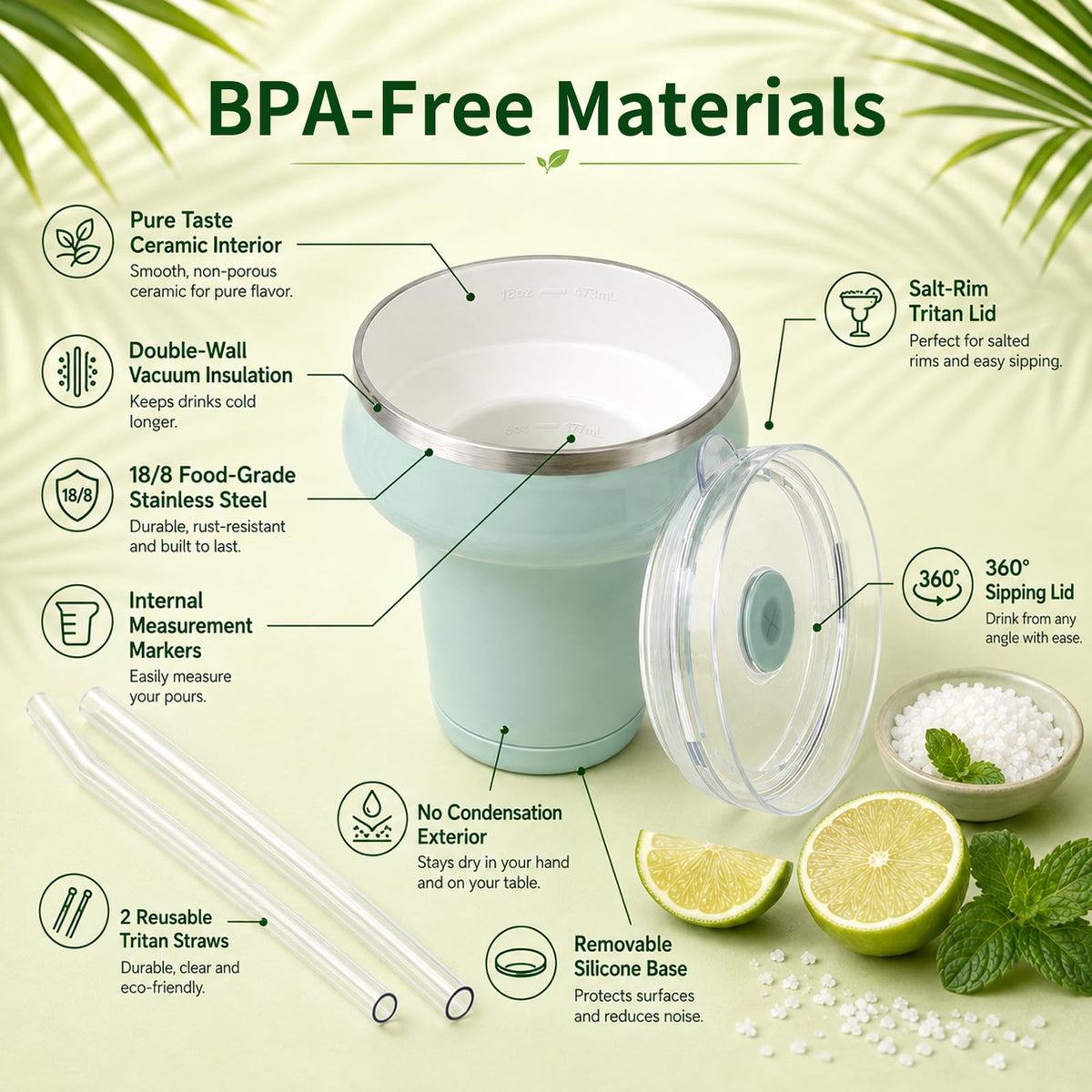 16oz Insulated Tumbler with Lid & Straws Y8820
