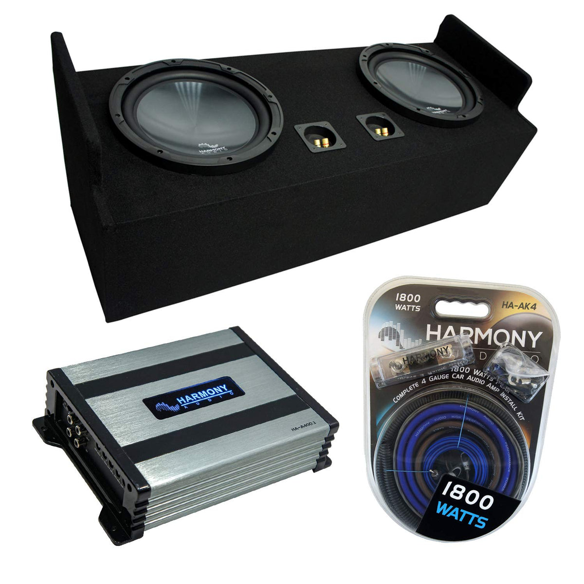 Dual 12" Sub Box Amp and Wire Kit P8356