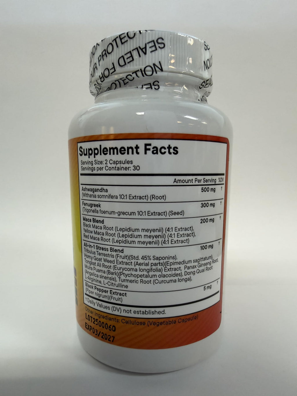 Ashwagandha Maca Root Fenugreek Tongkat Ali Ginseng 120 Count Supplement D376811