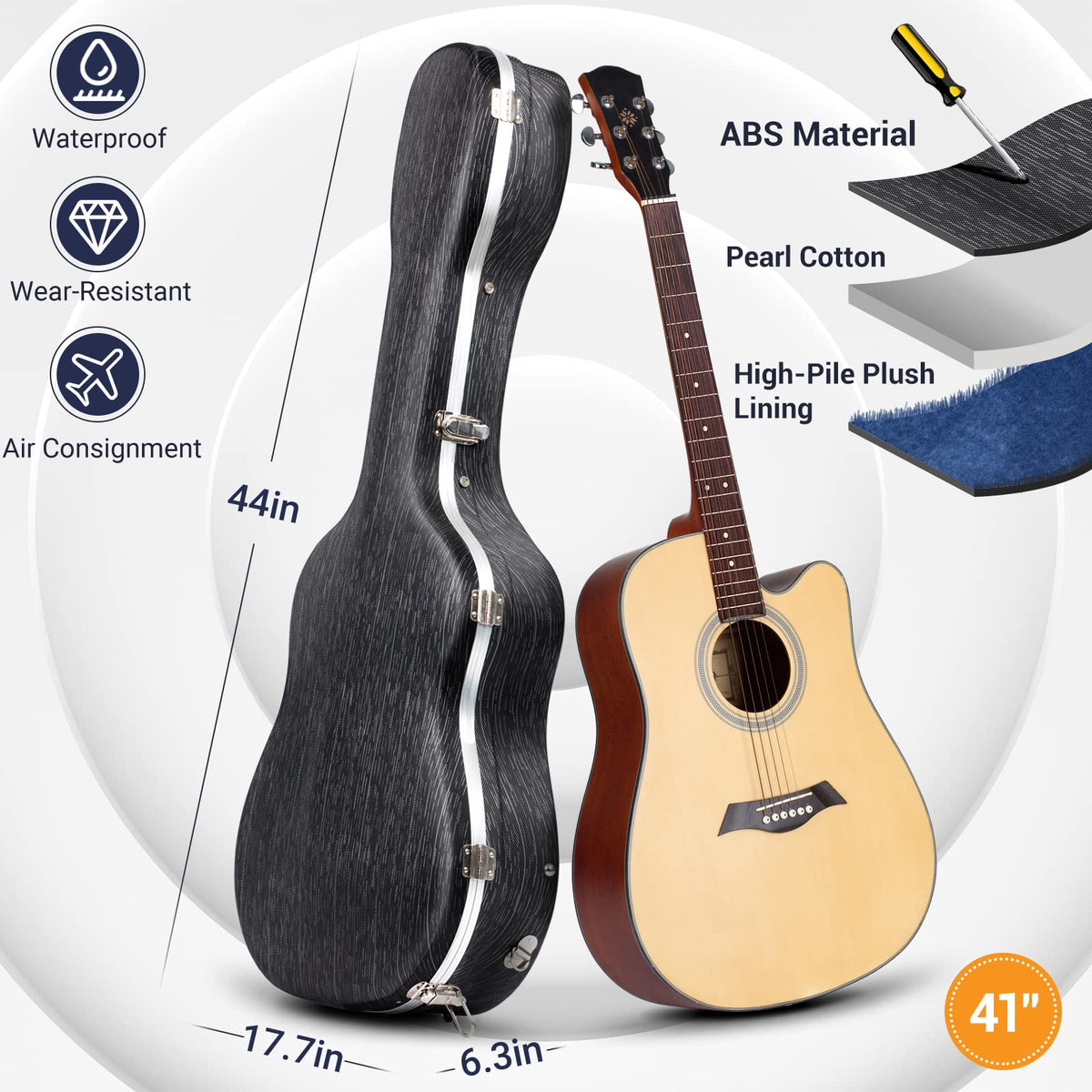 41 Inch ABS Hard Acoustic Guitar Case Black D60017