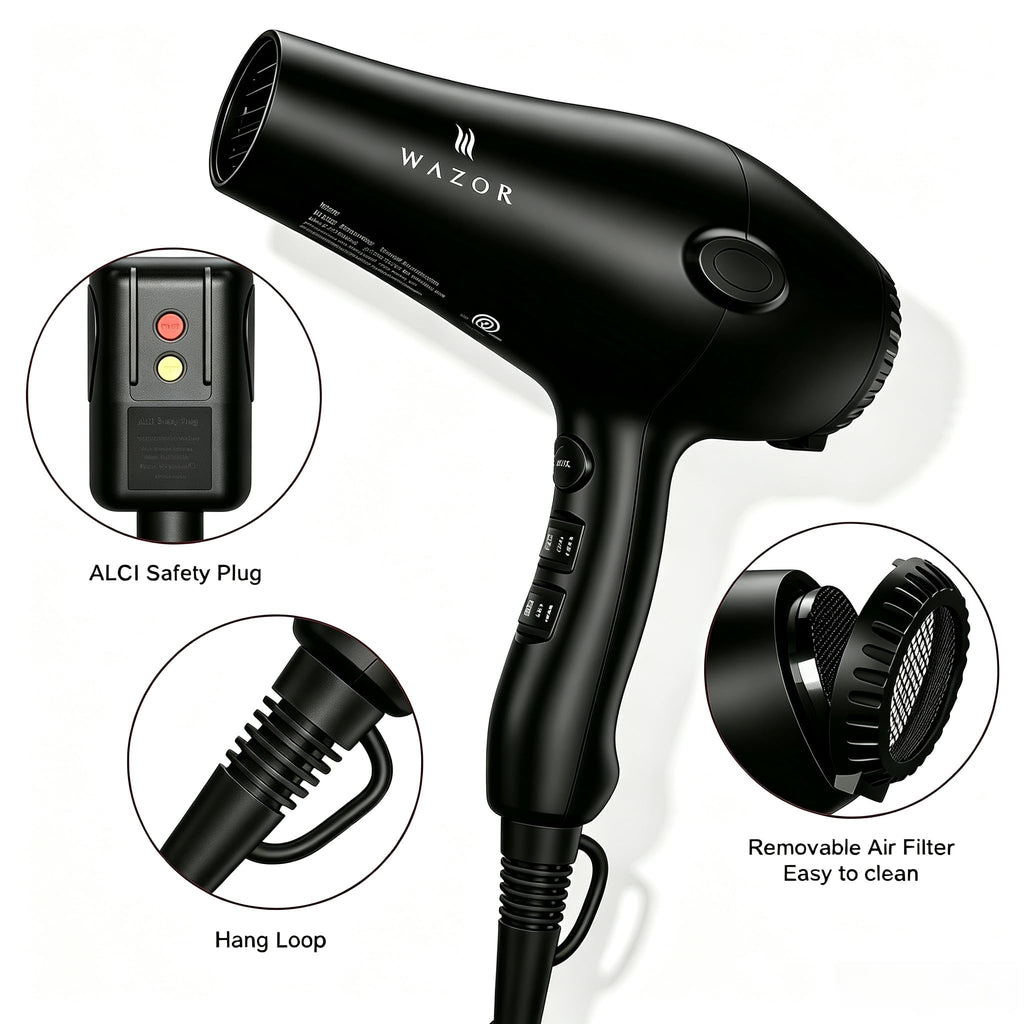 1875W Ionic Hair Dryer with Diffuser and Concentrator V9705