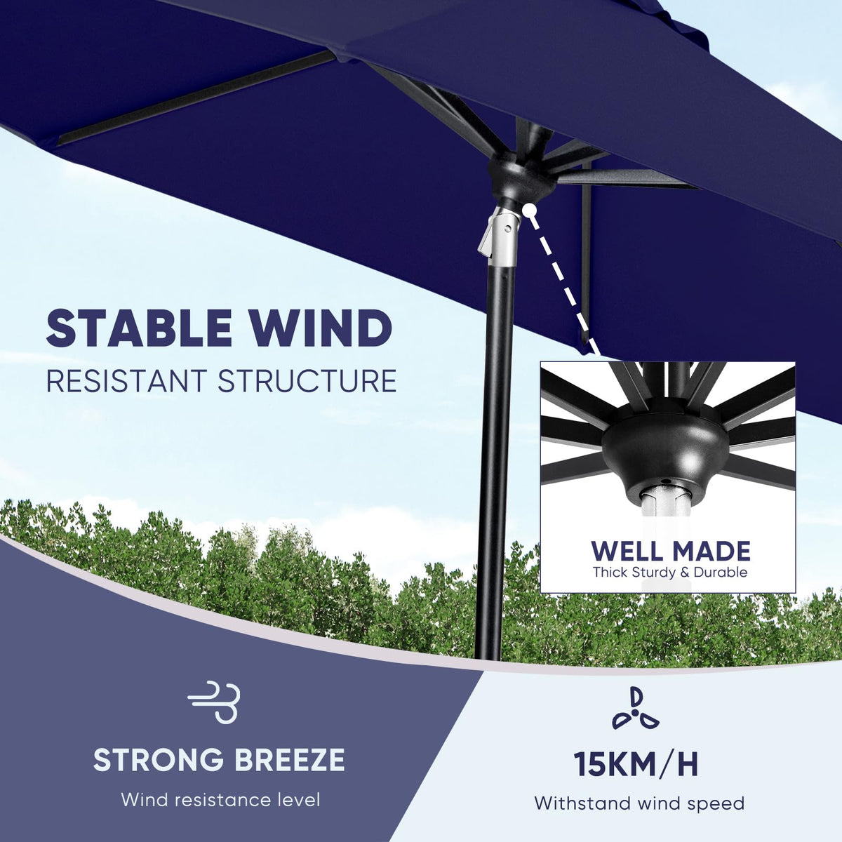Patio Market Outdoor Table Umbrella with Auto Tilt and Crank E90541
