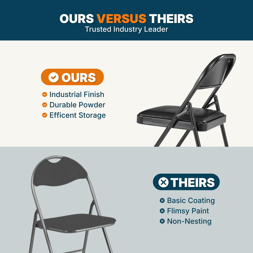 Black Vinyl Padded Steel Folding Chairs 4-Pack F2495