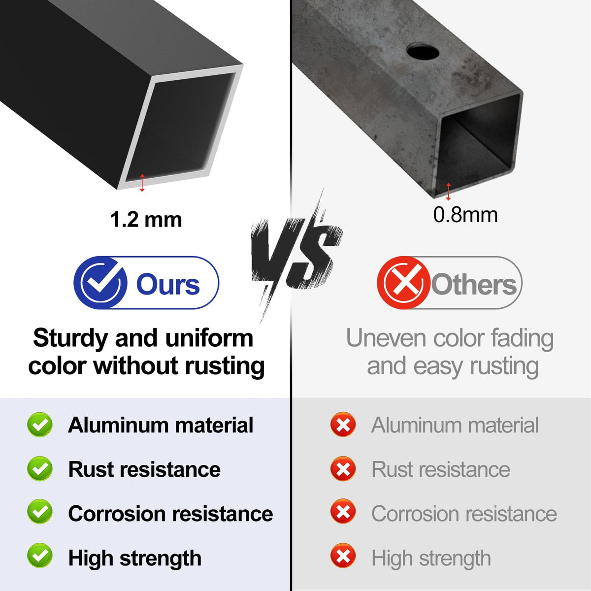 100 Pack 26" Square Black Aluminum Deck Balusters S1089
